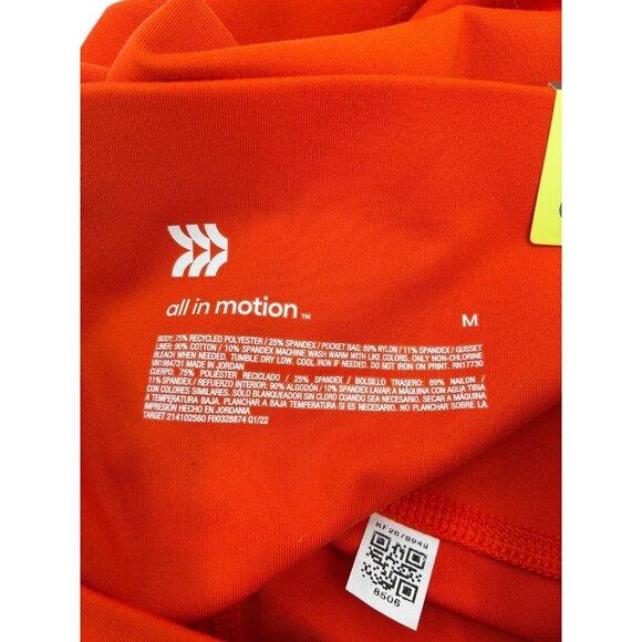 All in Motion Womens High-Rise Bike Shorts Orange M Polyester Spandex - Picture 5 of 6